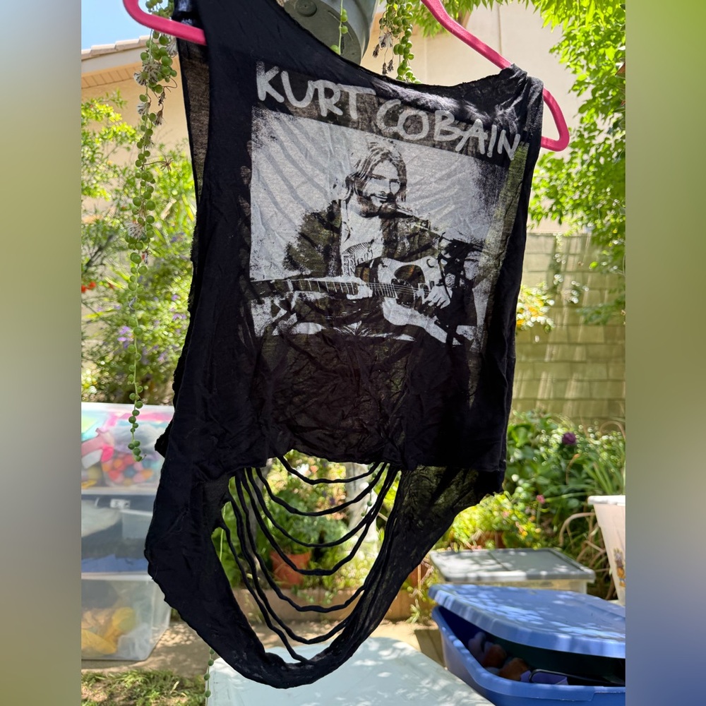 Punk Goth Black Graphic Tank Top with Fringe